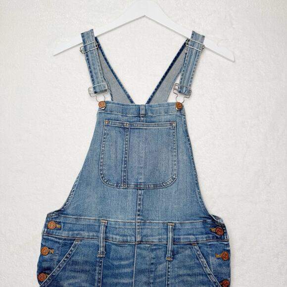 MADEWELL Skinny Denim Overalls Stretch Faded Distressed Blue Denim C2166 Sz S - Picture 3 of 11